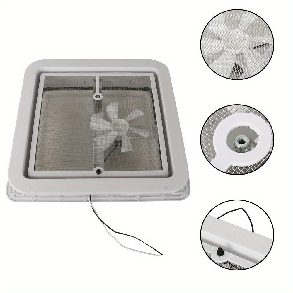 14" RV Trailer Roof Vent Complete 12V Fan w/ Tape White Lid