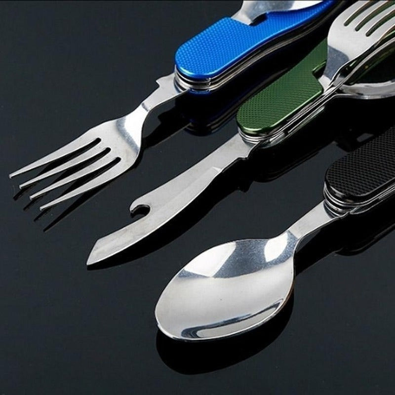 Multifunction 4 In 1 Outdoor Tableware (Fork/ Spoon/ Knife/ Bottle Opener)