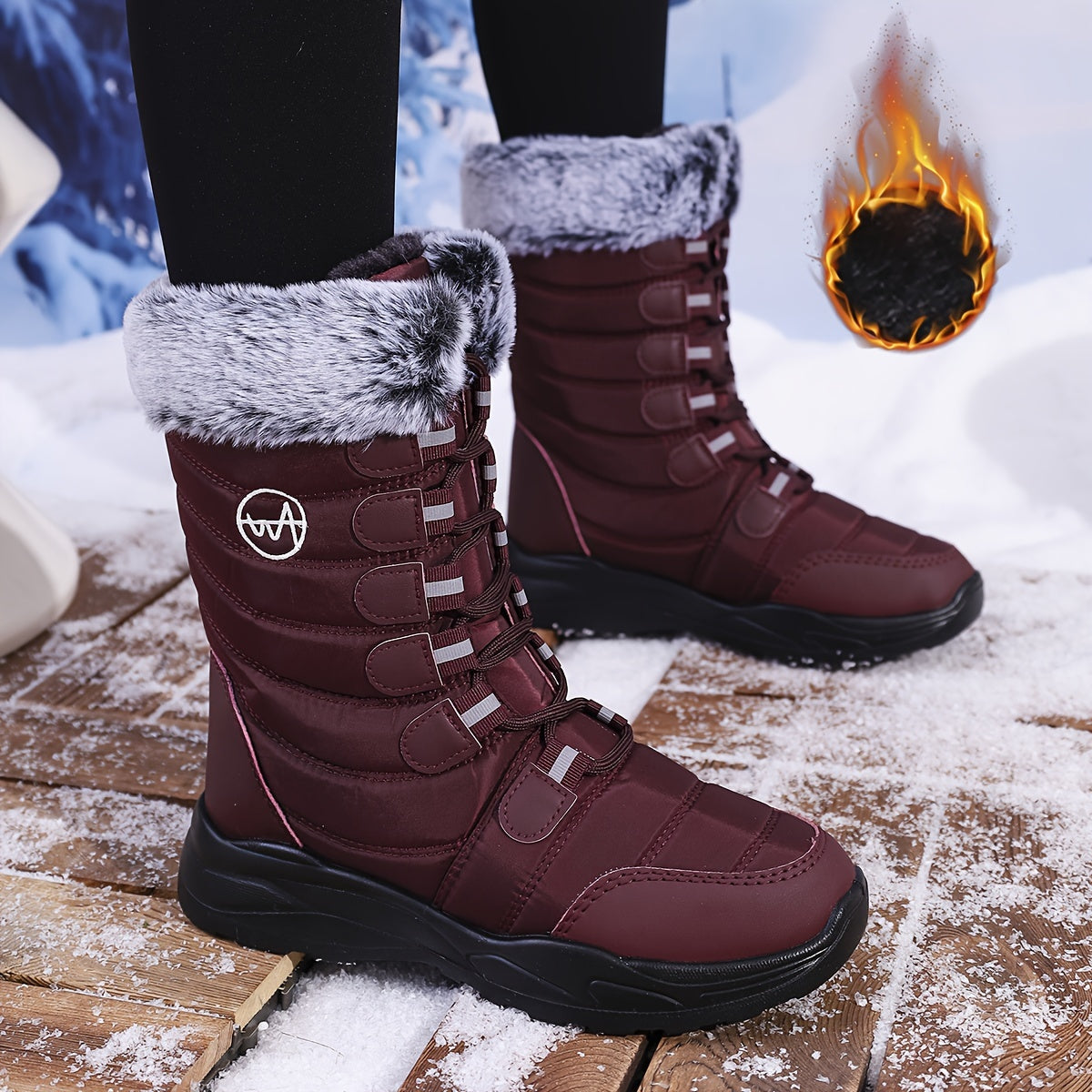Waterproof High-Top 2024 Women's Winter Snow Boots - Plus Size, Thick Sole, Anti-Slip, Northeast Style