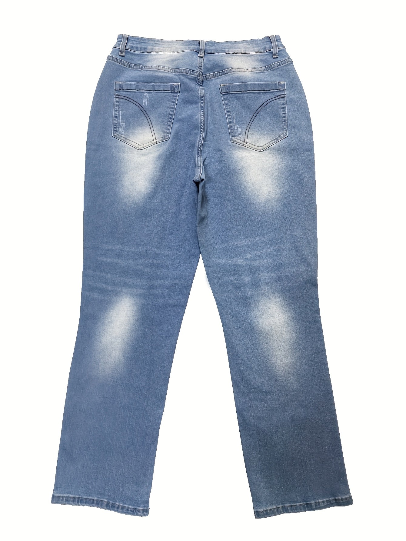 Women's Plus Size High-Waist Stretch Jeans with Colorful Button Fly