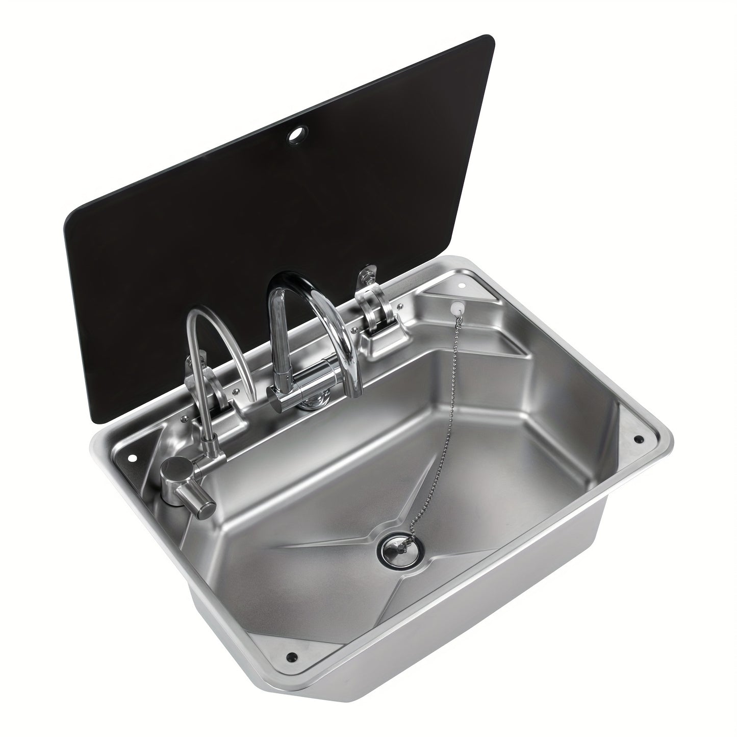 Spacious Stainless Steel RV Kitchen Sink - 17.83x12.8" with Hot & Cold Water Faucet