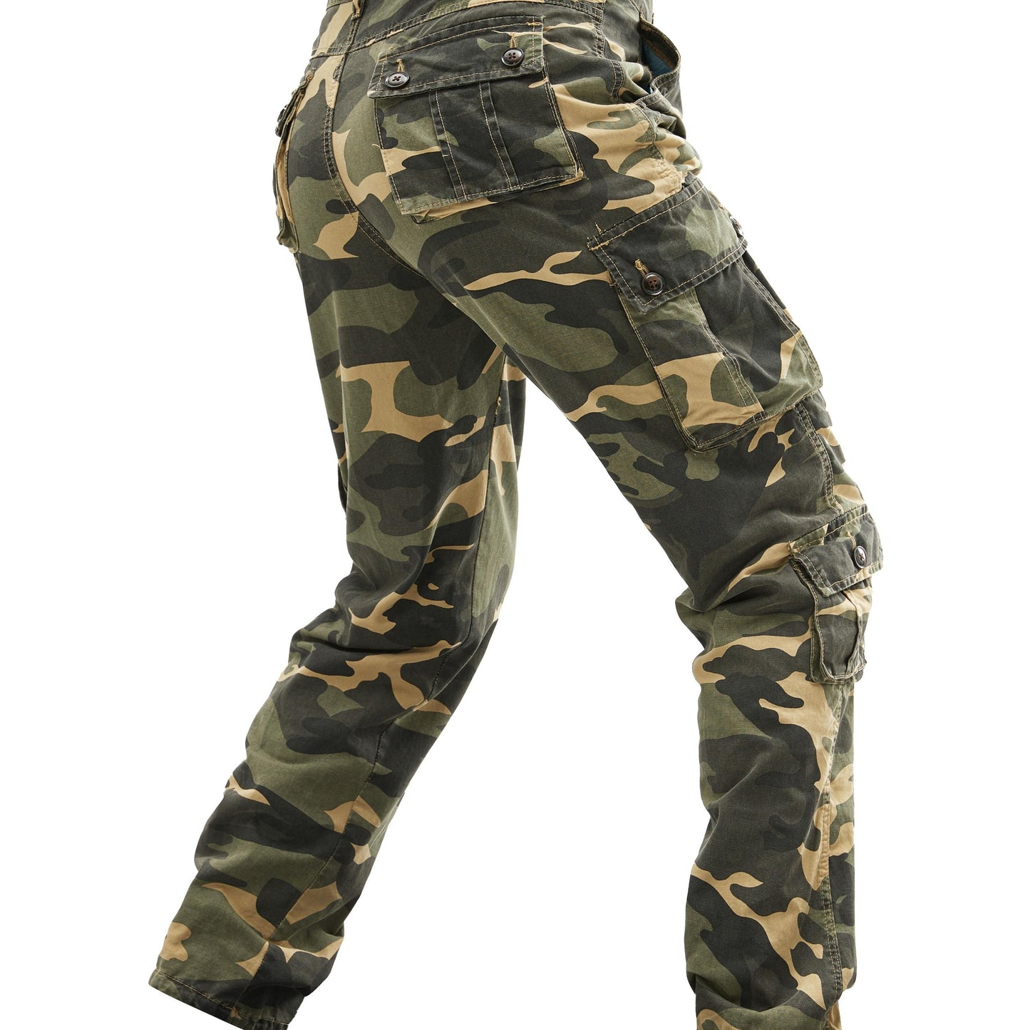 Plus Size Men's Cotton Washing Camouflage Printing Outdoor Eight Pocket Overalls