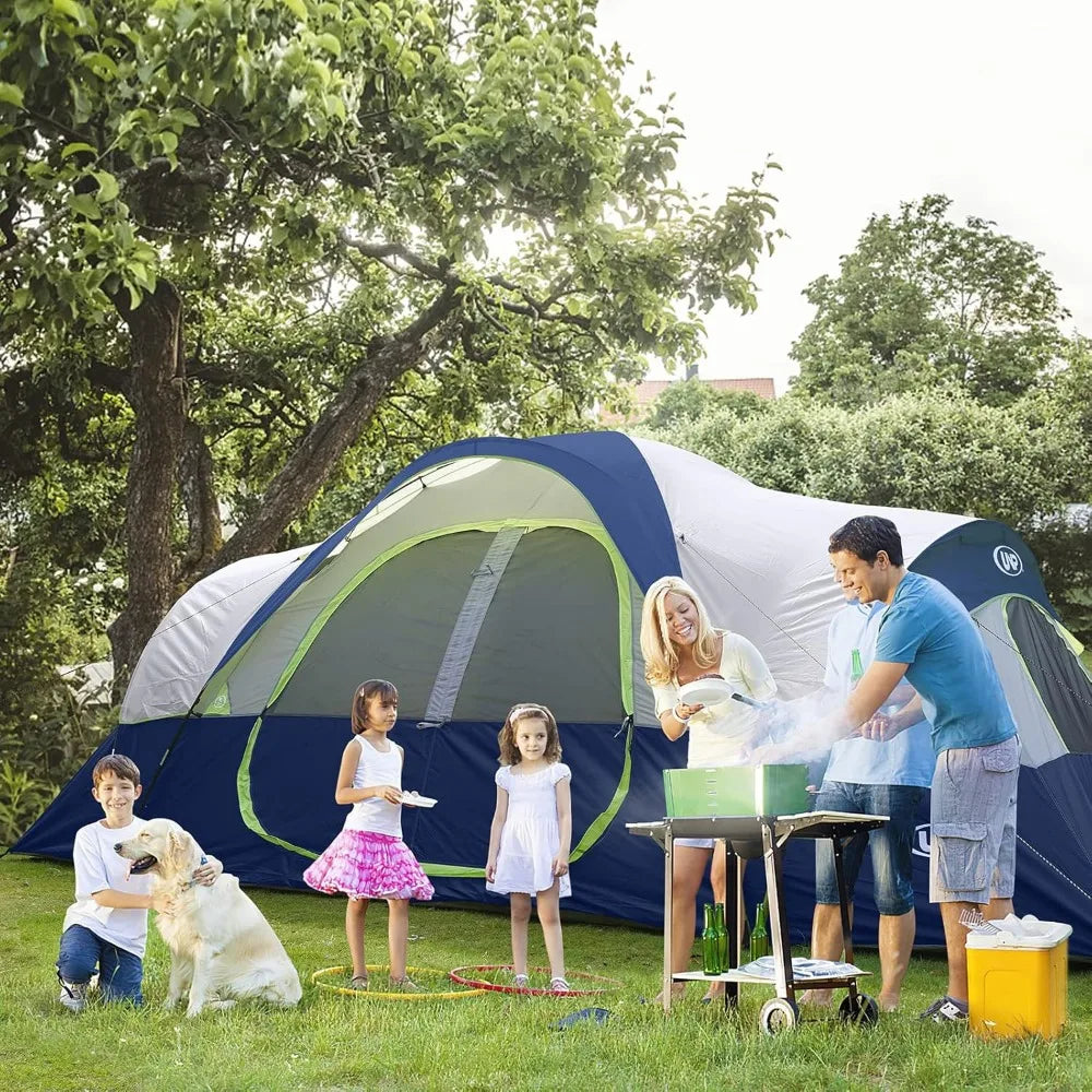 10-Person-Family Tents, 5 Large Mesh Windows, Double Layer, 2 Room, Waterproof
