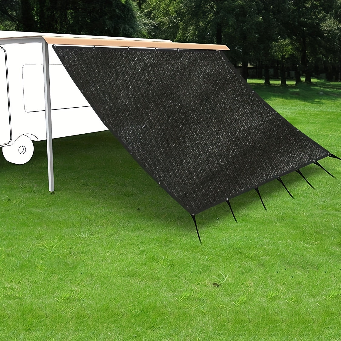 10' x 16' Premium Black RV Awning Shade Set with 90% Privacy Screen