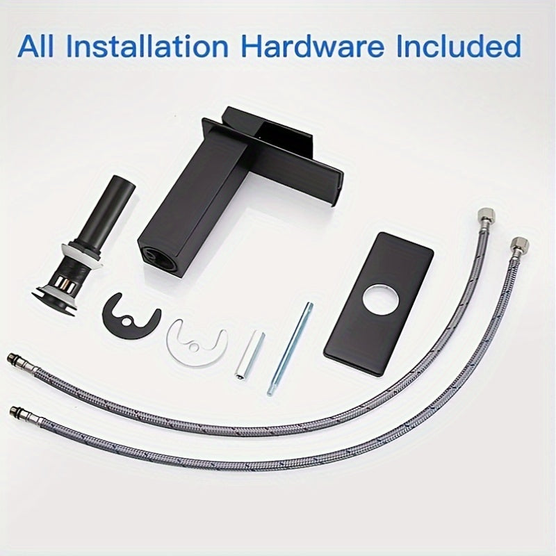 Waterfall Faucet Brass Bathroom Brushed Golden Black Basin Vanity Sink Faucets