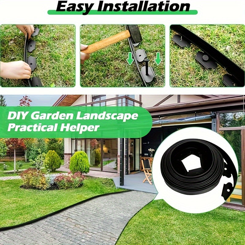 10m Long*10cm High L-shaped Green Grass Isolation Strip Garden Lawn Green Strip Isolation Plate Separation Strip Landscaping Isolation Bar