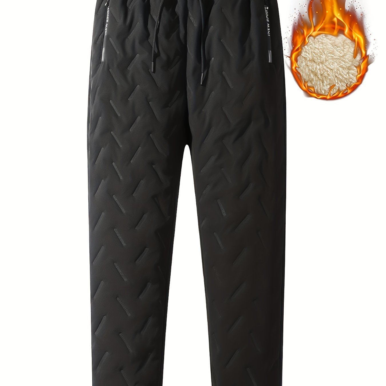 Men's Winter Warm Fleece Lined Pants, Straight Pants ,Thicken Thermal Trousers