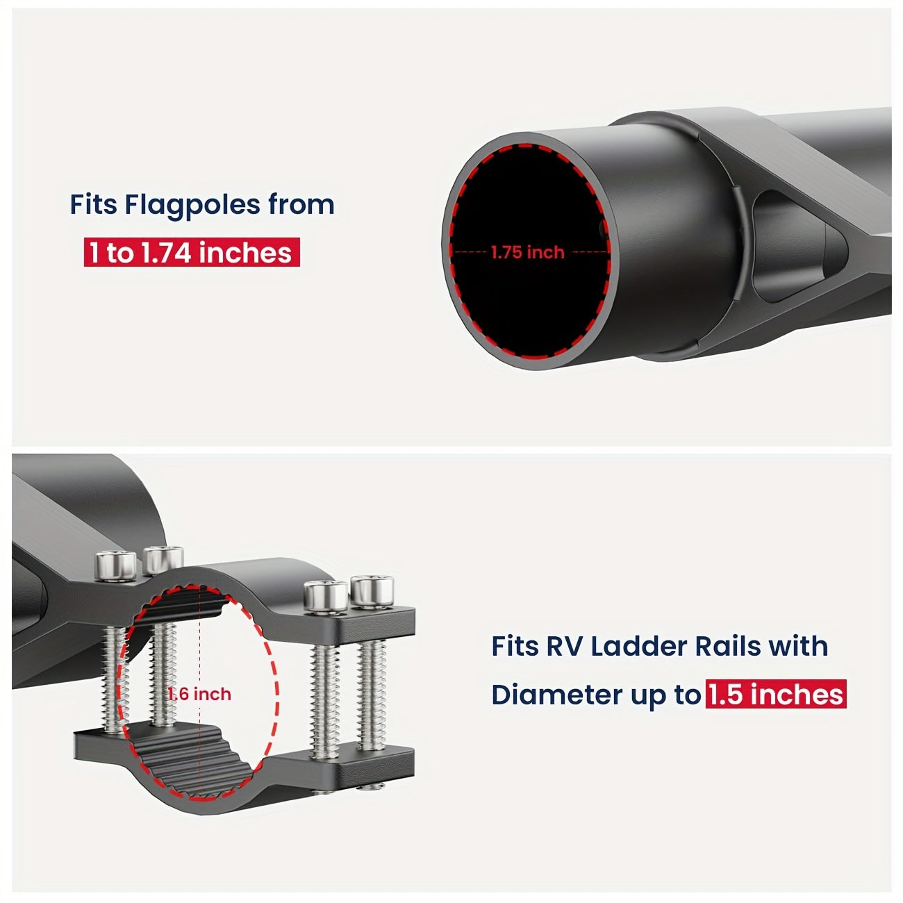 Heavy-Duty Aluminum RV Ladder Flagpole Holder