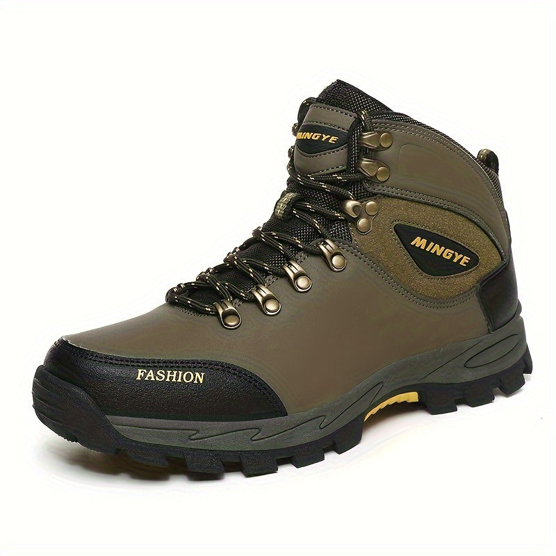 Olive Green High-Top Hiking Boots - All-Season Comfort with EVA Insole & TPR Sole, Lace-Up