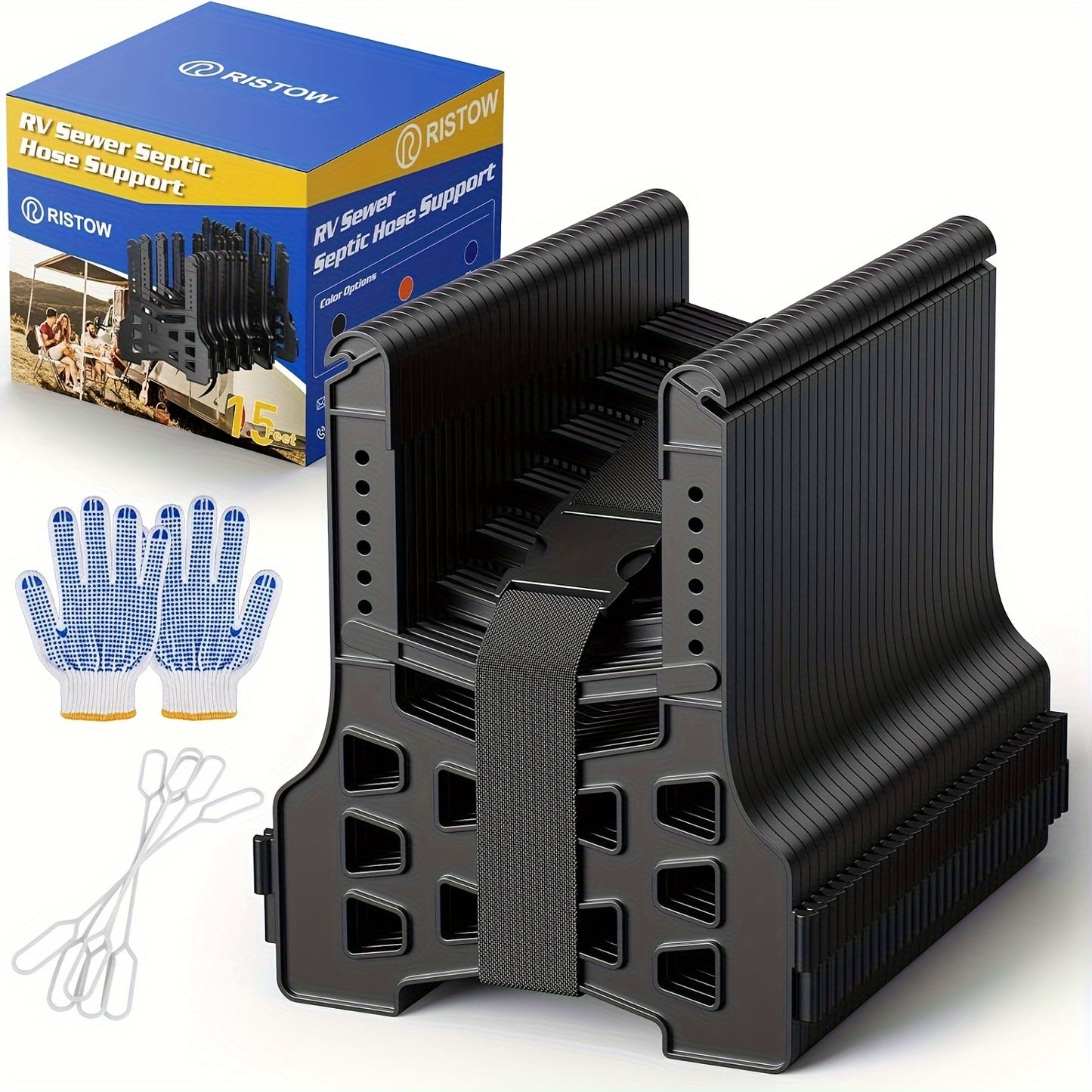 RV Sewer Hose Support 10 Feet, Height-Adjustable ABS Sewer Hose Support For RV Camper, Easy To Set Up, And Protects And Supports Sewer Hose