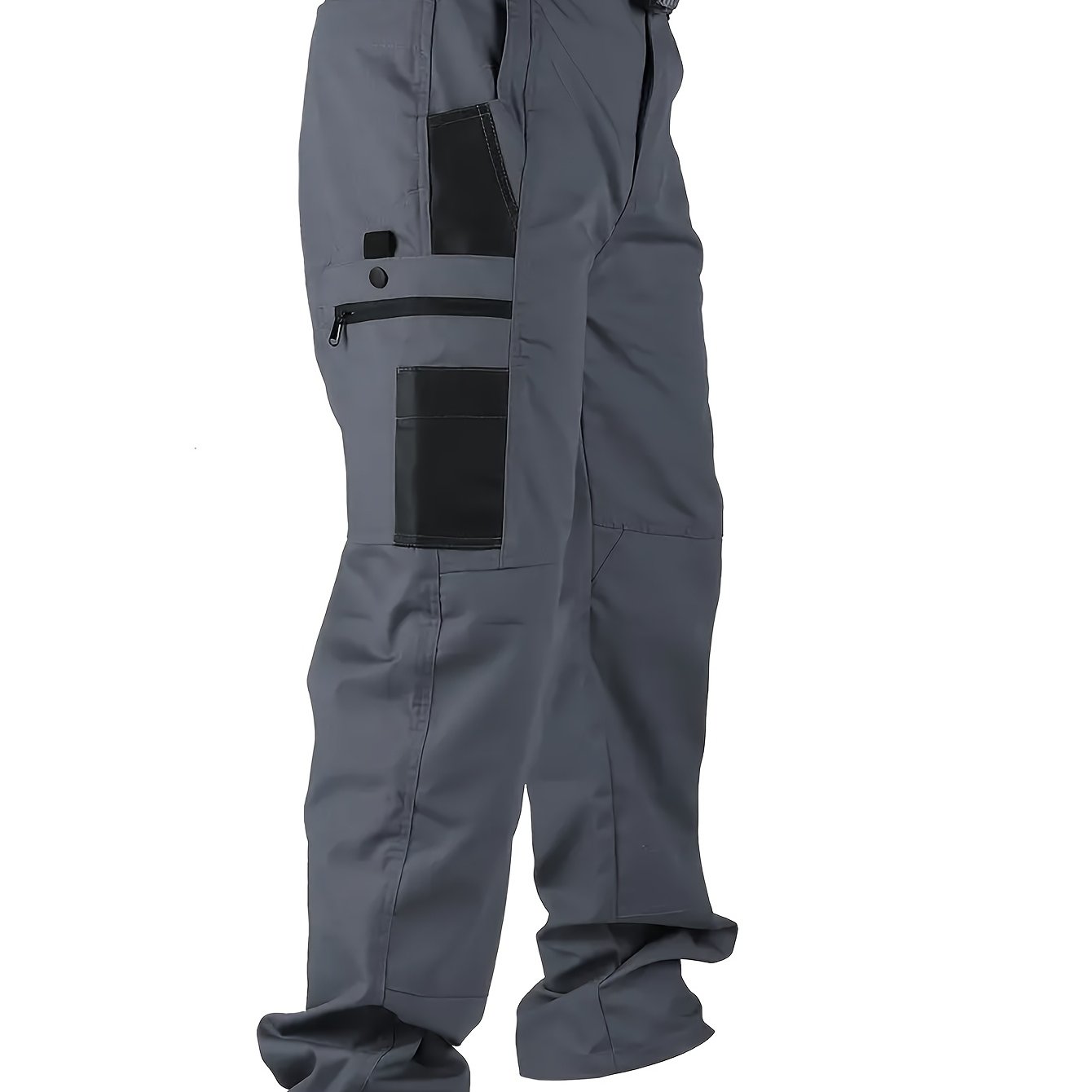 Men's Straight Leg Cargo Pants, Men's Solid Color Cargo Tactical Pants