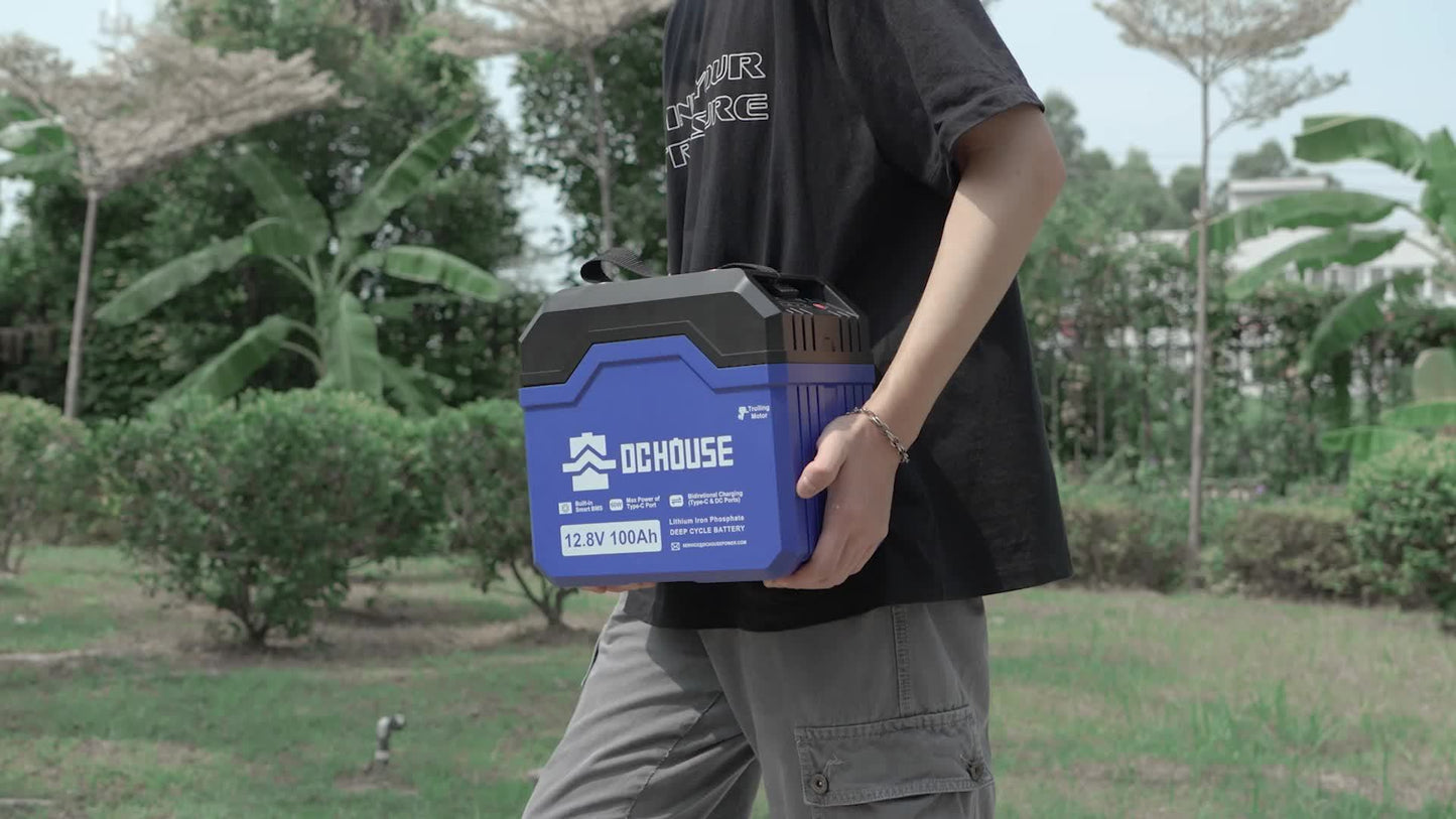 12V 100Ah Upgrade LiFePO4 Lithium Battery, 1280W, With Type-C Ports, 5000+ Deep Cycles Battery For Off-Grid Solar System