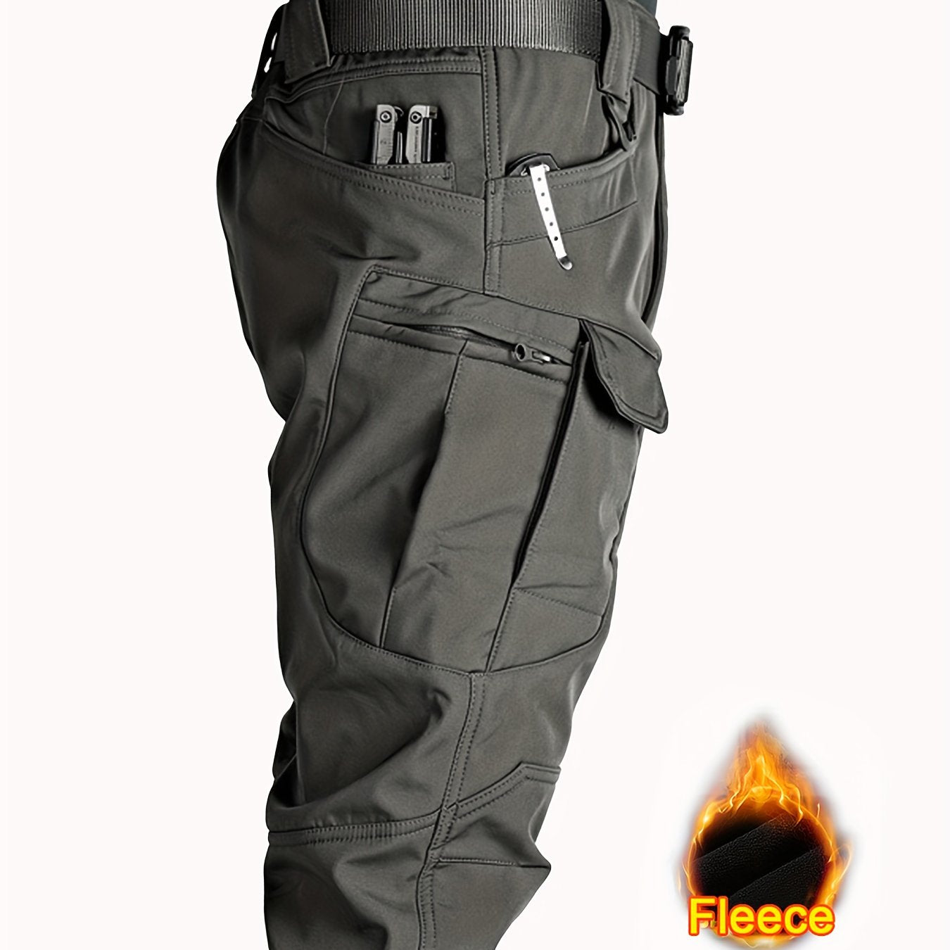 Men's Multi Pocket Fleece Warm Tactical Pants