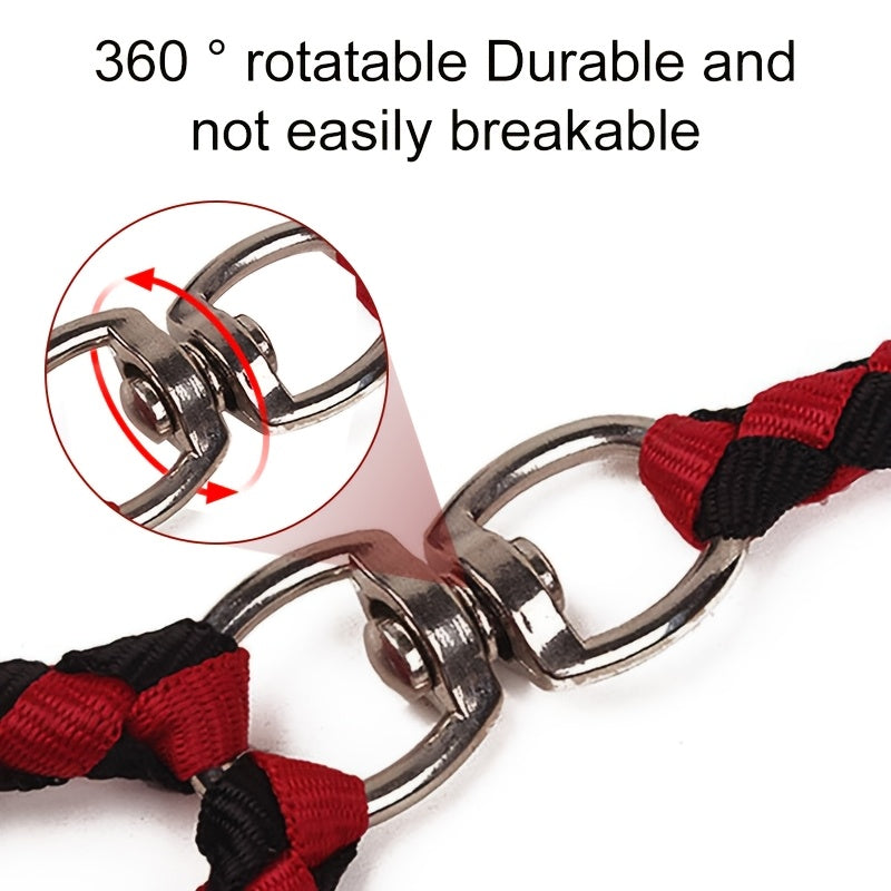Heavy-Duty Braided Dual Dog Leash with Comfort Grip Handle