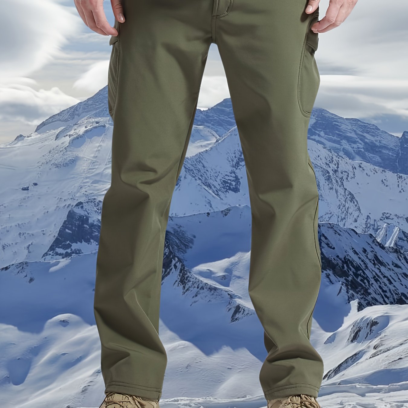 Men's Thickened Pants, Outdoor Casual Soft Shell Plush Lined