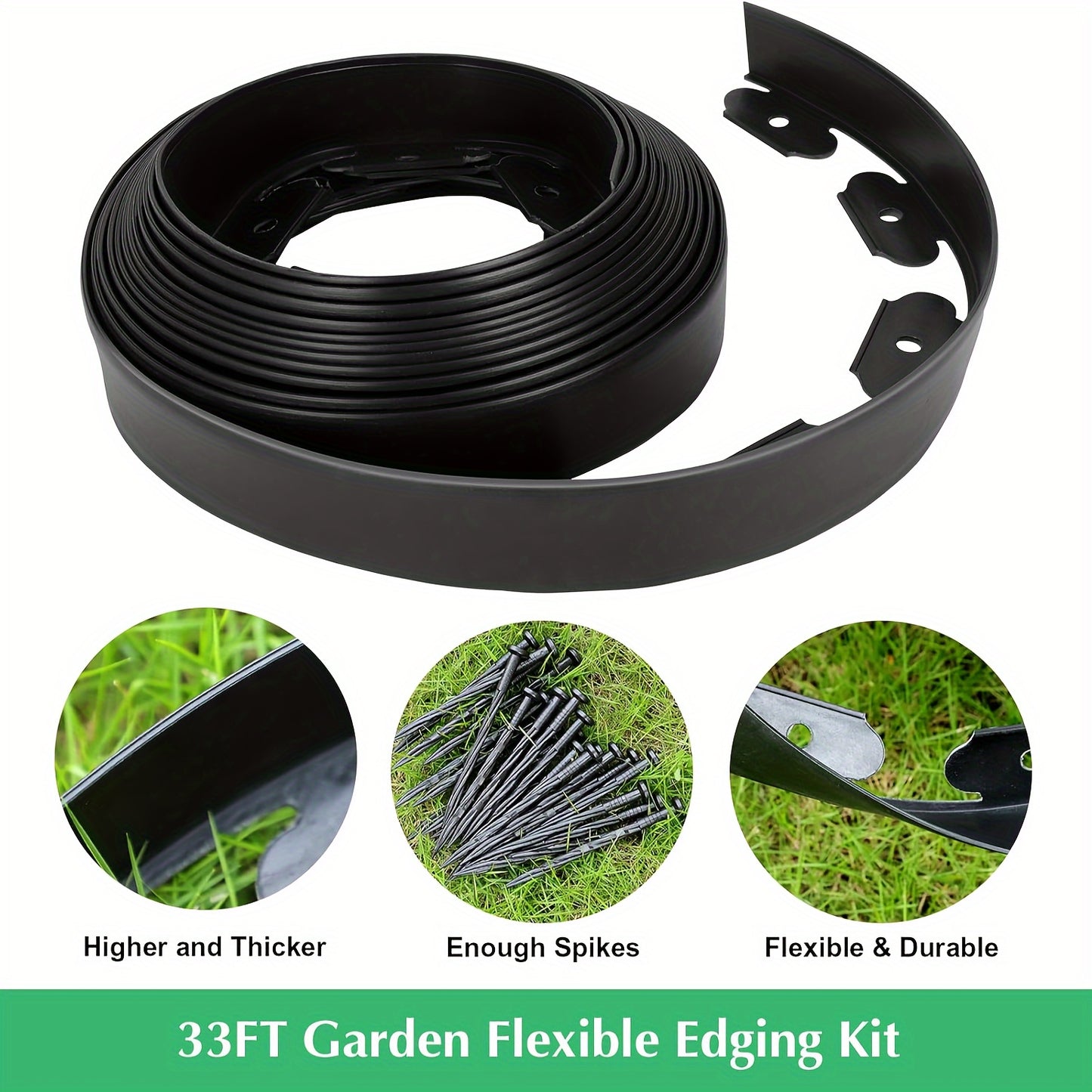 66FT Landscape Edging Border Kit, 1.8 Inch Tall Plastic Edging Border With 80 Spikes