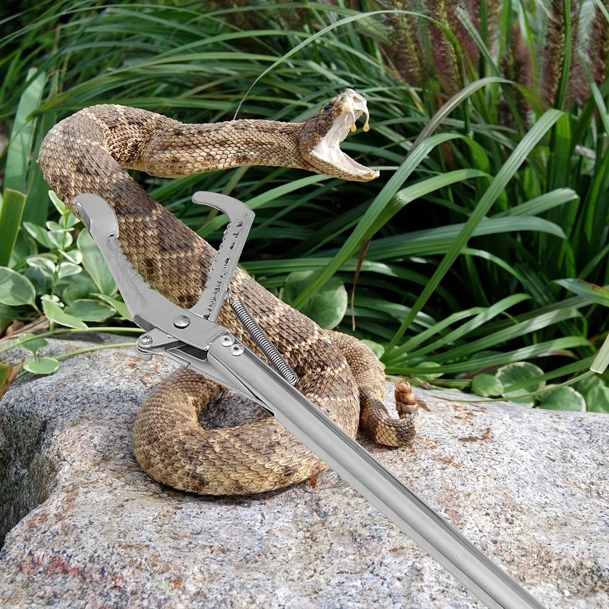 Stainless Steel Snake Stick, Folding Snake Grabber with Lock Snake Grabber Tool Ha Extended Claw Clamp for Secure Grip