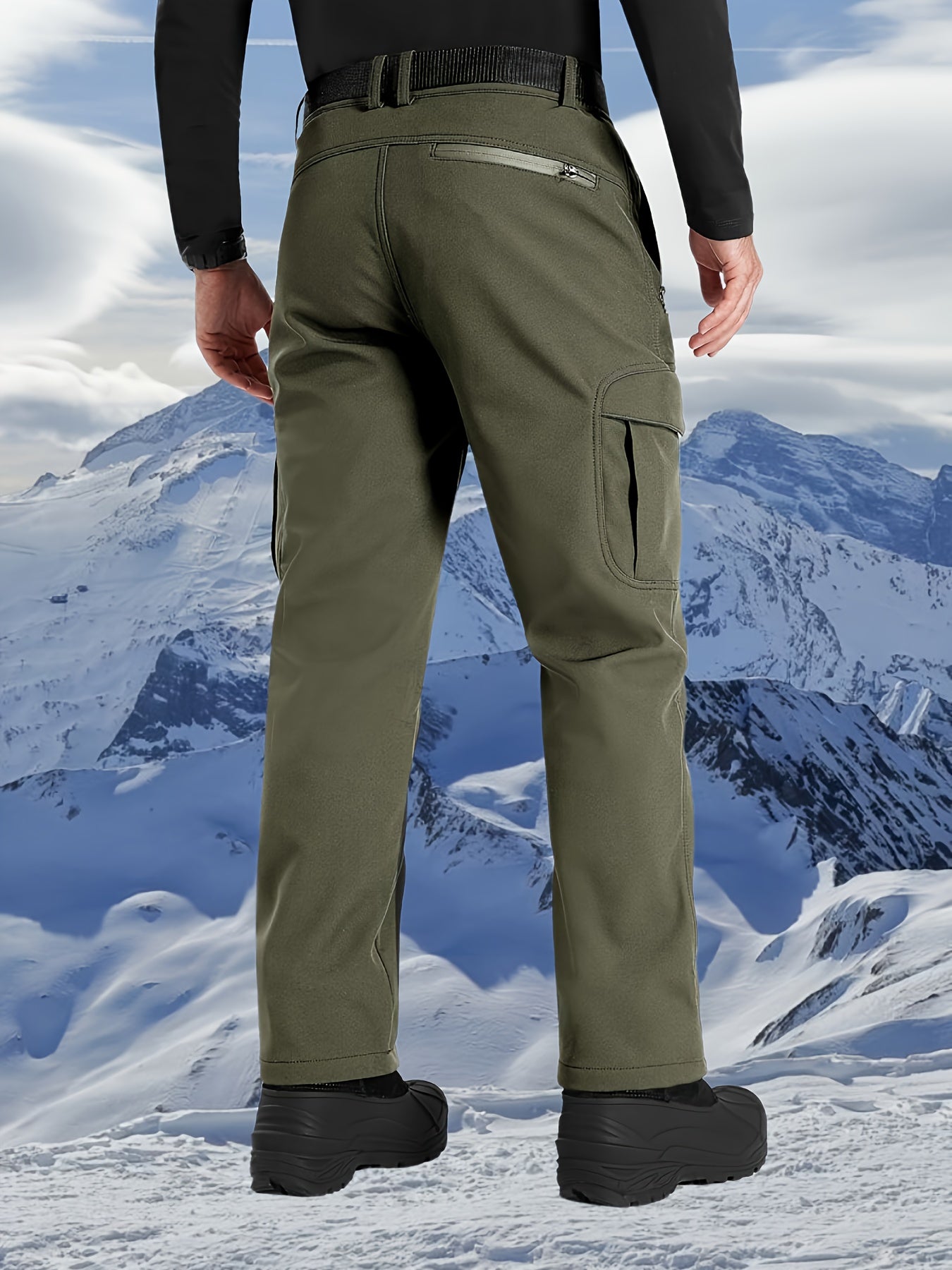 Men's Thickened Pants, Outdoor Casual Soft Shell Plush Lined