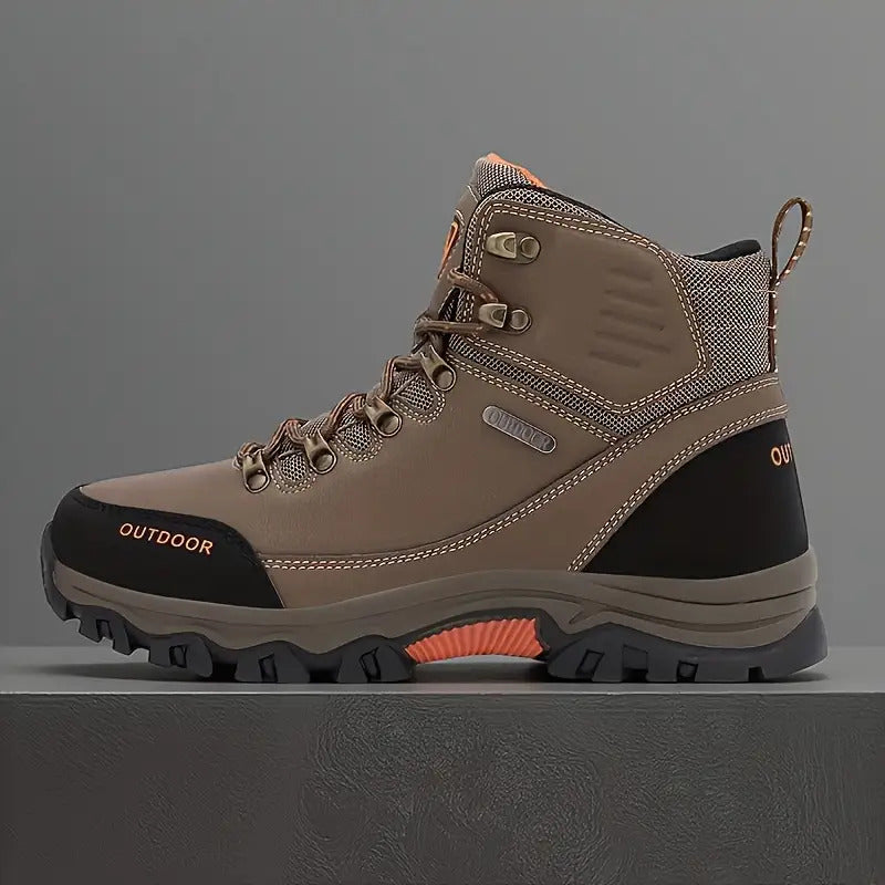 Men's All-Season High-Top Hiking Shoes/Flats - Heavy-Duty & Rubber Boots-like Design, Lace-Up Outdoor Trekking Sneakers for Camping, Mountain Climbing, Trail Shoes For Men, Mountain Shoes For Men, Hill Shoes For Men, Heavy Du
