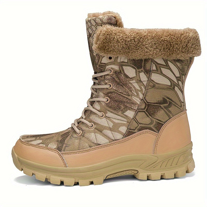 Women's Winter Tactical Hiking Boots - Warm Fur-Lined, Non-Slip High-Top Snow Boots