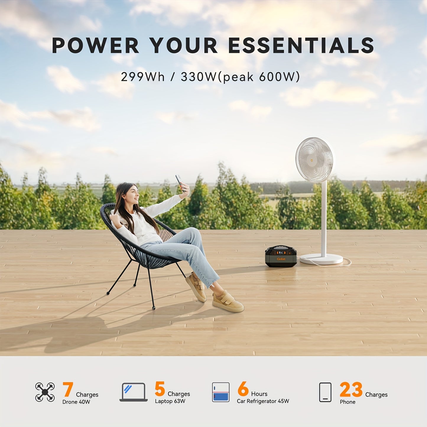 Portable Power Station 330W 299Wh Power Supply Solar Generator Backup Battery Pack With 110V Pure Sine Wave AC Outlets USB QC 3.0 DC Port