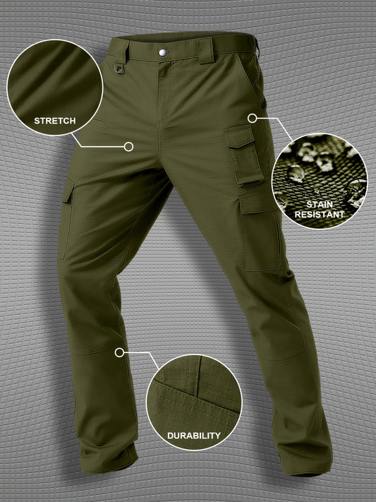 Plus Size Men's Tactical Hiking Pants With Carabiner Water Resistant Ripstop