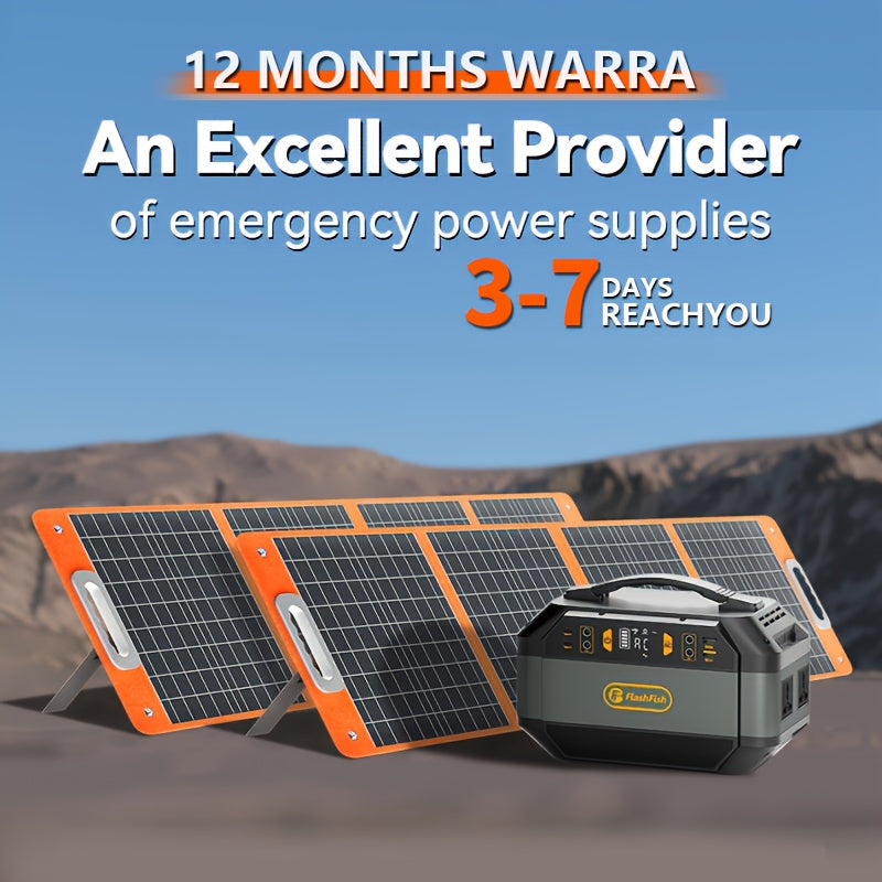 Portable Power Station with 78000mAh Battery Pack Solar Generator, 300W AC Power Supply, 600W Peak Power, 9 Outputs, Equipped with 100W4 Power Charging Board, Suitable for Outdoor Travel, Camping, Emergency, RV and Other Purp