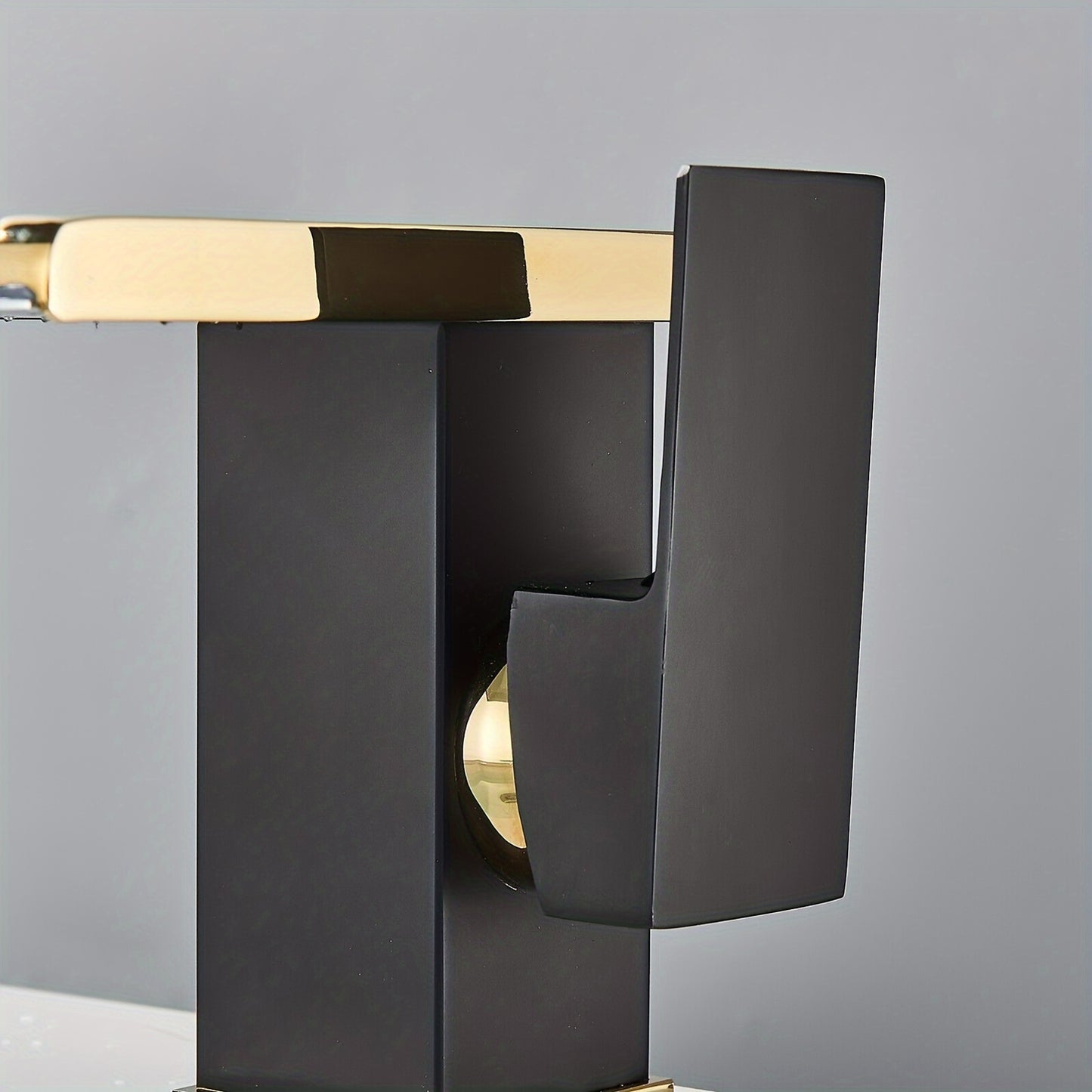 Waterfall Bathroom Faucet Black & Golden Led Light 3 Colors Changing Spout