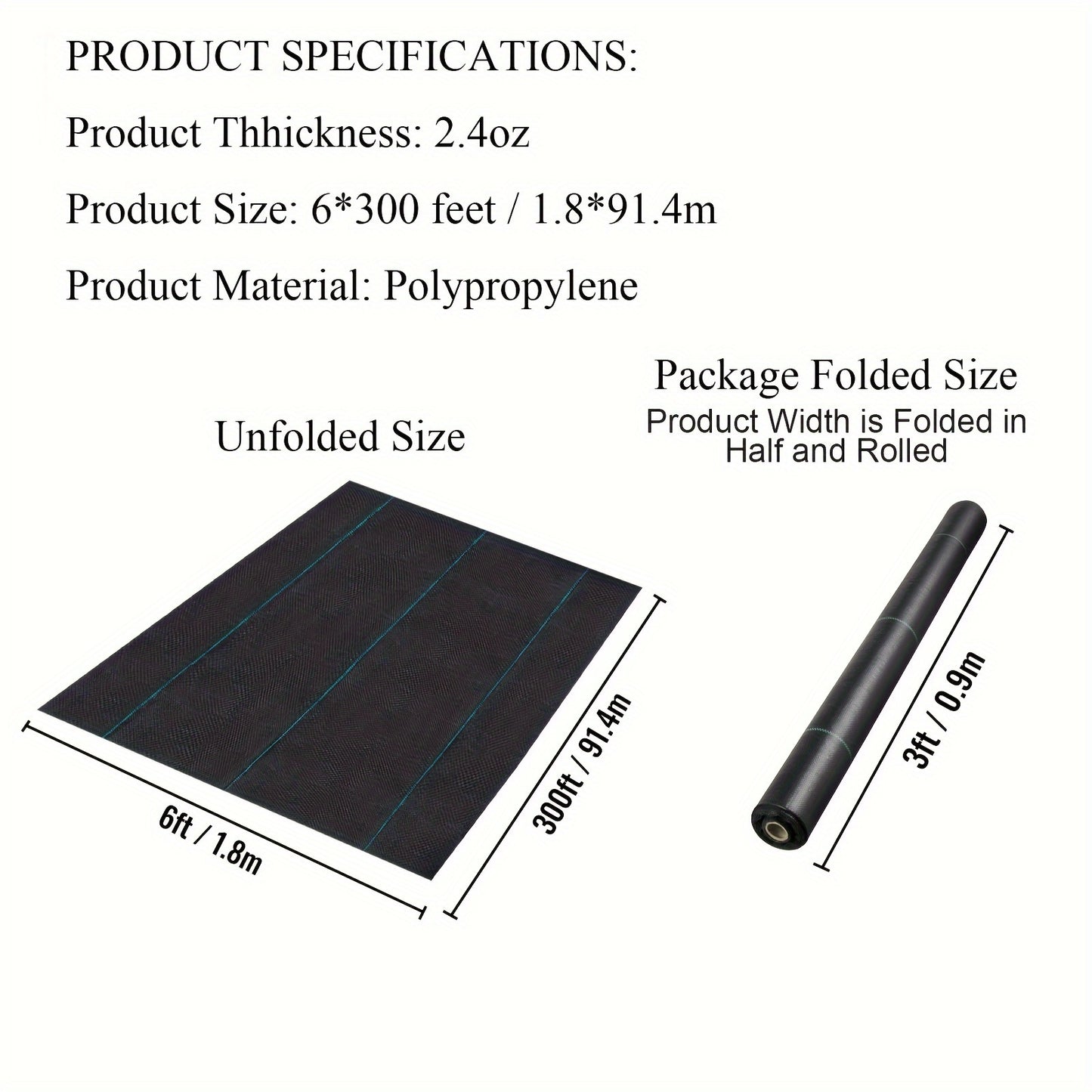 Weed Barrier 6FTx300FT Landscape Fabric Heavy Duty