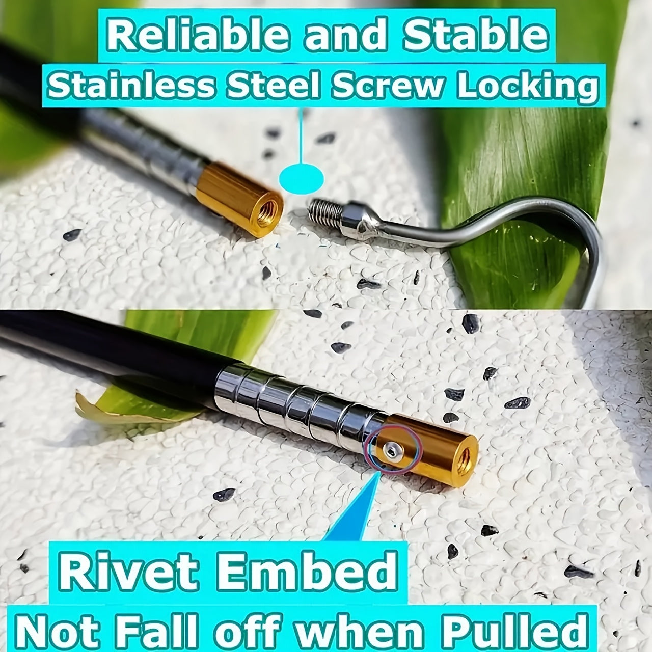 Stainless Steel Snake Hook with Secure Grip - 47" Reptile Catcher Stick for Safe Handling of Rattlesnakes, Copperheads