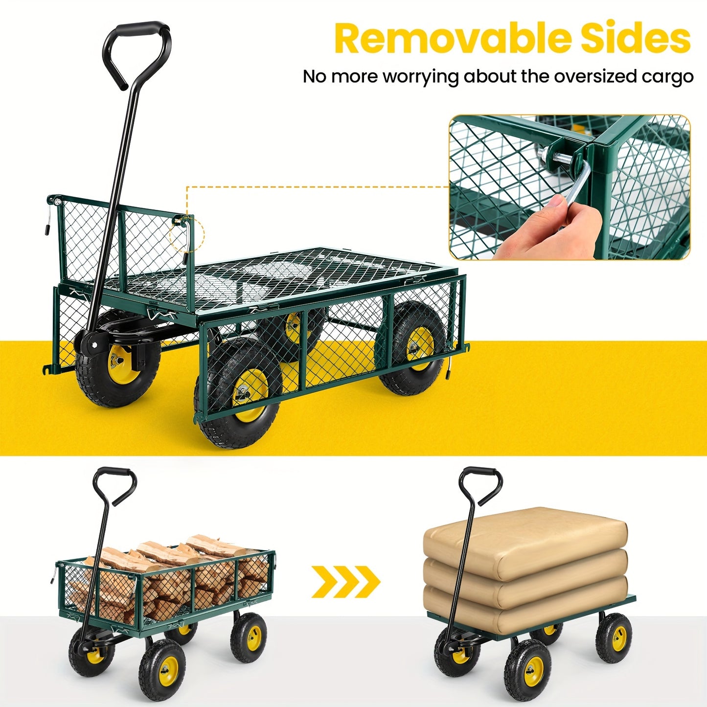 HOMDOX Garden Cart, Heavy Duty 880 Lbs Capacity