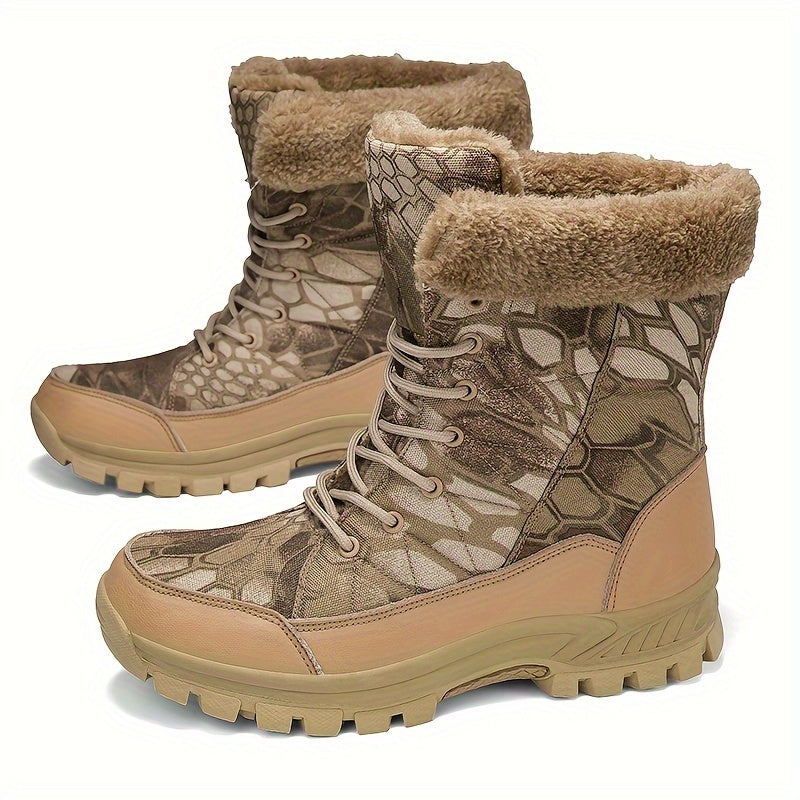 Women's Winter Tactical Hiking Boots - Warm Fur-Lined, Non-Slip High-Top Snow Boots