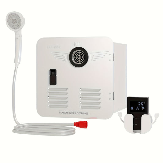 65000BTU RV Instant Hot Water Heater, 2.2GPM, DC 12V, Sleek Black with Red Accent, LED Display & Remote Control