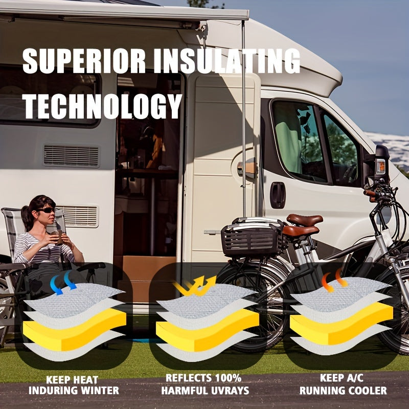 Easy-Install RV Skylight Insulator Cover, 14"x14" - Reflective Surface, Triple-Layer Heat Reduction