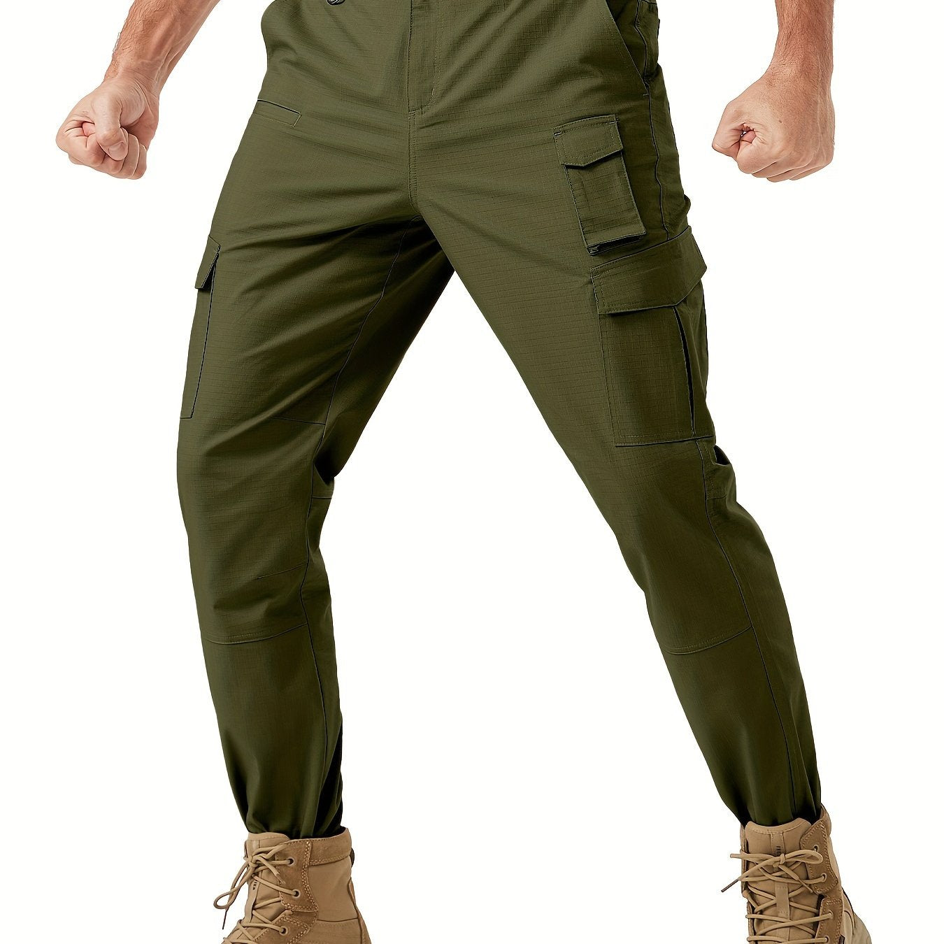 Plus Size Men's Tactical Hiking Pants With Carabiner Water Resistant Ripstop