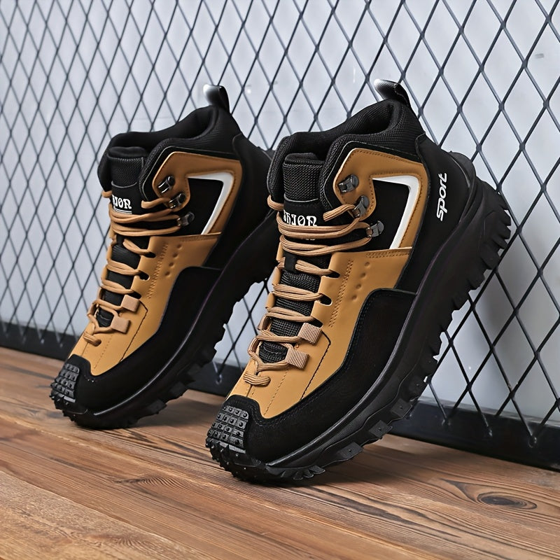 Men's Tactical Hiking Boots - High-Top, Breathable Mesh & PU Upper, Non-Slip PVC Sole with Rugged Grip