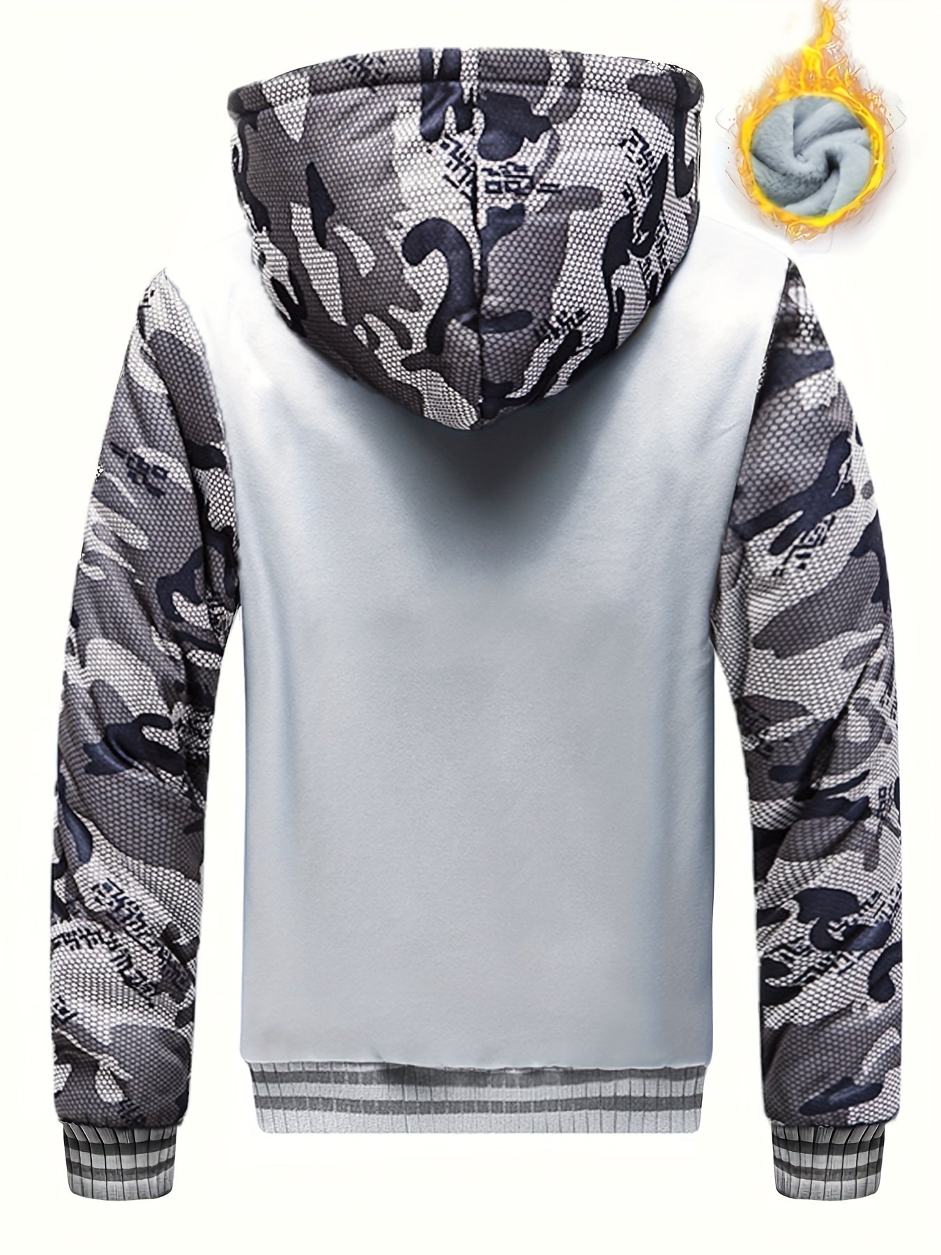Thick Warm Camo Fleece-Lined Hoodie - Women's Zip-Up Activewear Jacket with Pockets