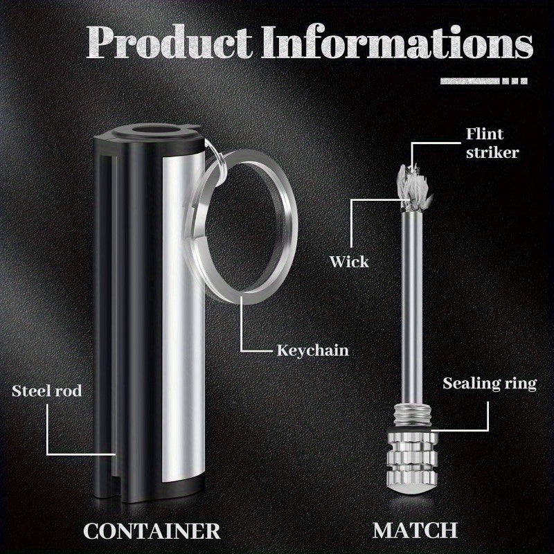 5 Pack Permanent Match Lights, Flint Metal Match Lights, Waterproof Emergency Survival Match Lights