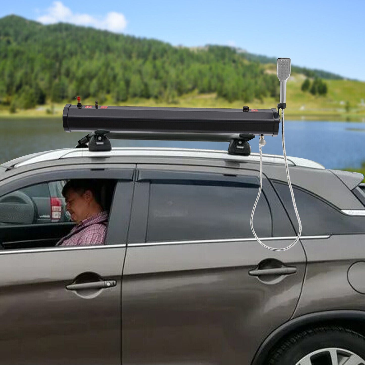 4.76gal Portable Camping Shower System - Durable PVC, Easy-Pressure 1.6bar- Ideal for Car Roof Rack