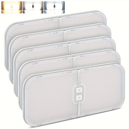 5pcs RV Interior Lights, 3 Colors TEM Lights, 204 LED Dimmable LED Lights, RV Ceiling Dome Light with Switch, Warm/Cold Natural White