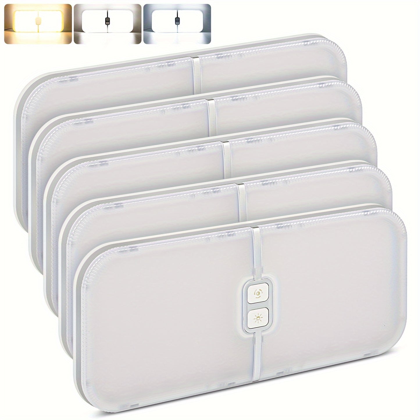 5pcs RV Interior Lights, 3 Colors TEM Lights, 204 LED Dimmable LED Lights, RV Ceiling Dome Light with Switch, Warm/Cold Natural White