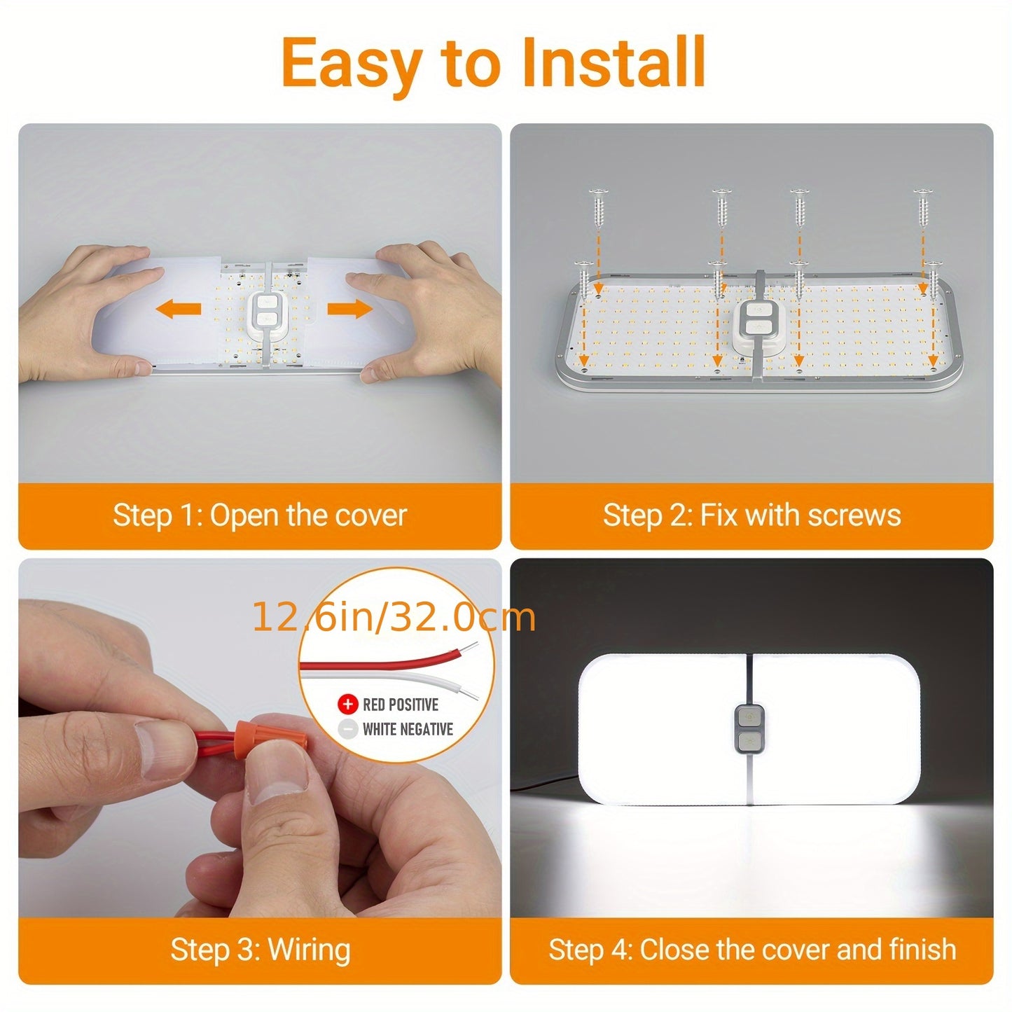 5pcs RV Interior Lights, 3 Colors TEM Lights, 204 LED Dimmable LED Lights, RV Ceiling Dome Light with Switch, Warm/Cold Natural White