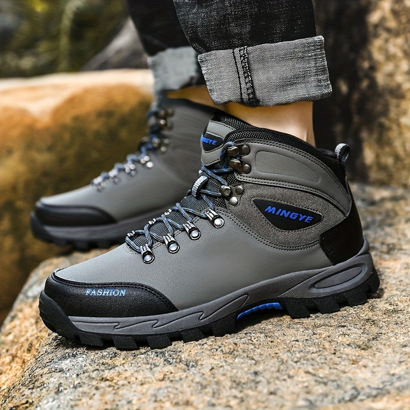 Olive Green High-Top Hiking Boots - All-Season Comfort with EVA Insole & TPR Sole, Lace-Up