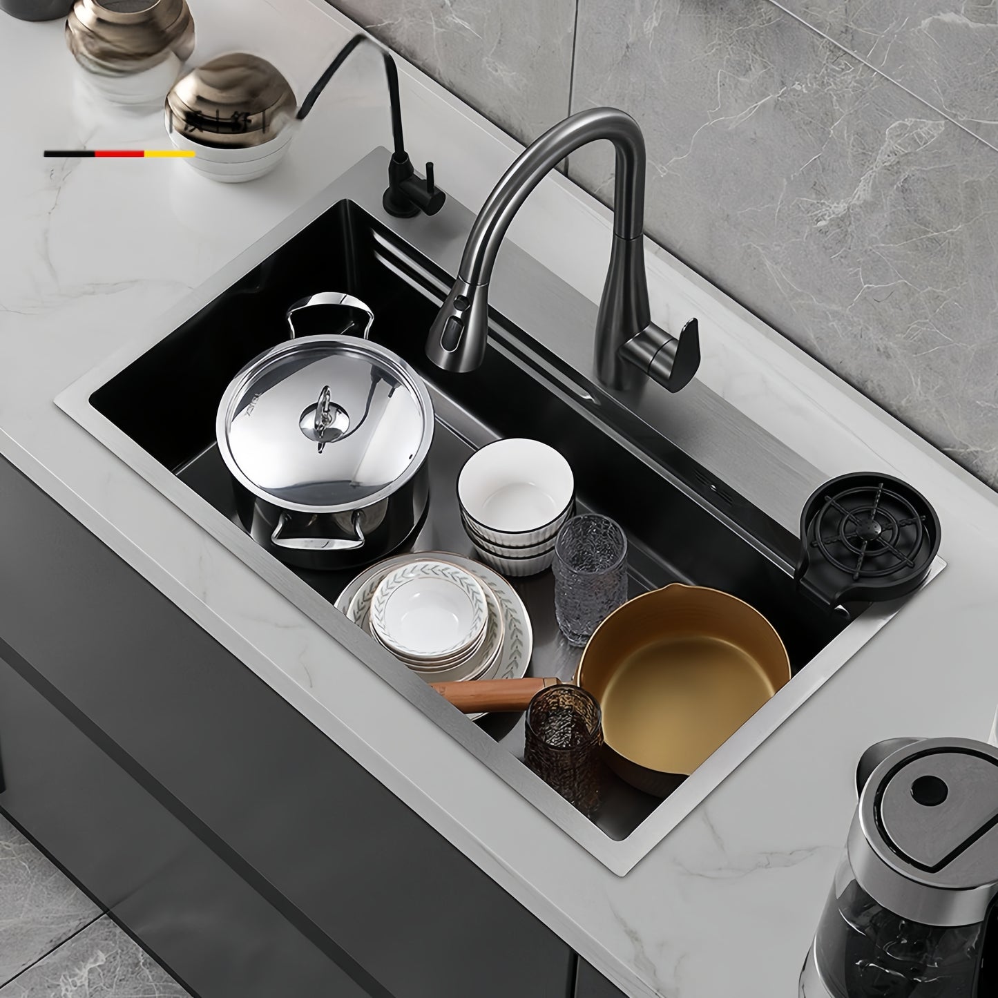 Large Sink, Equipped With Detachable Faucet, Advanced Drainage Filter And Accessories
