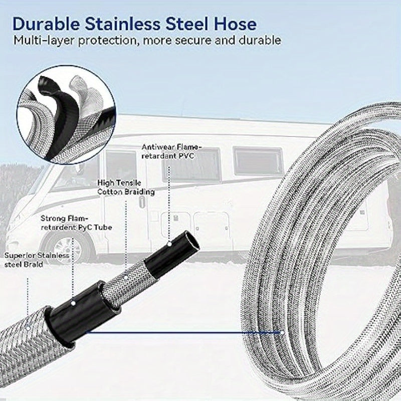 6ft Stainless Steel Braided Propane Hose with Quick Connect & Safety Shut-Off Valve