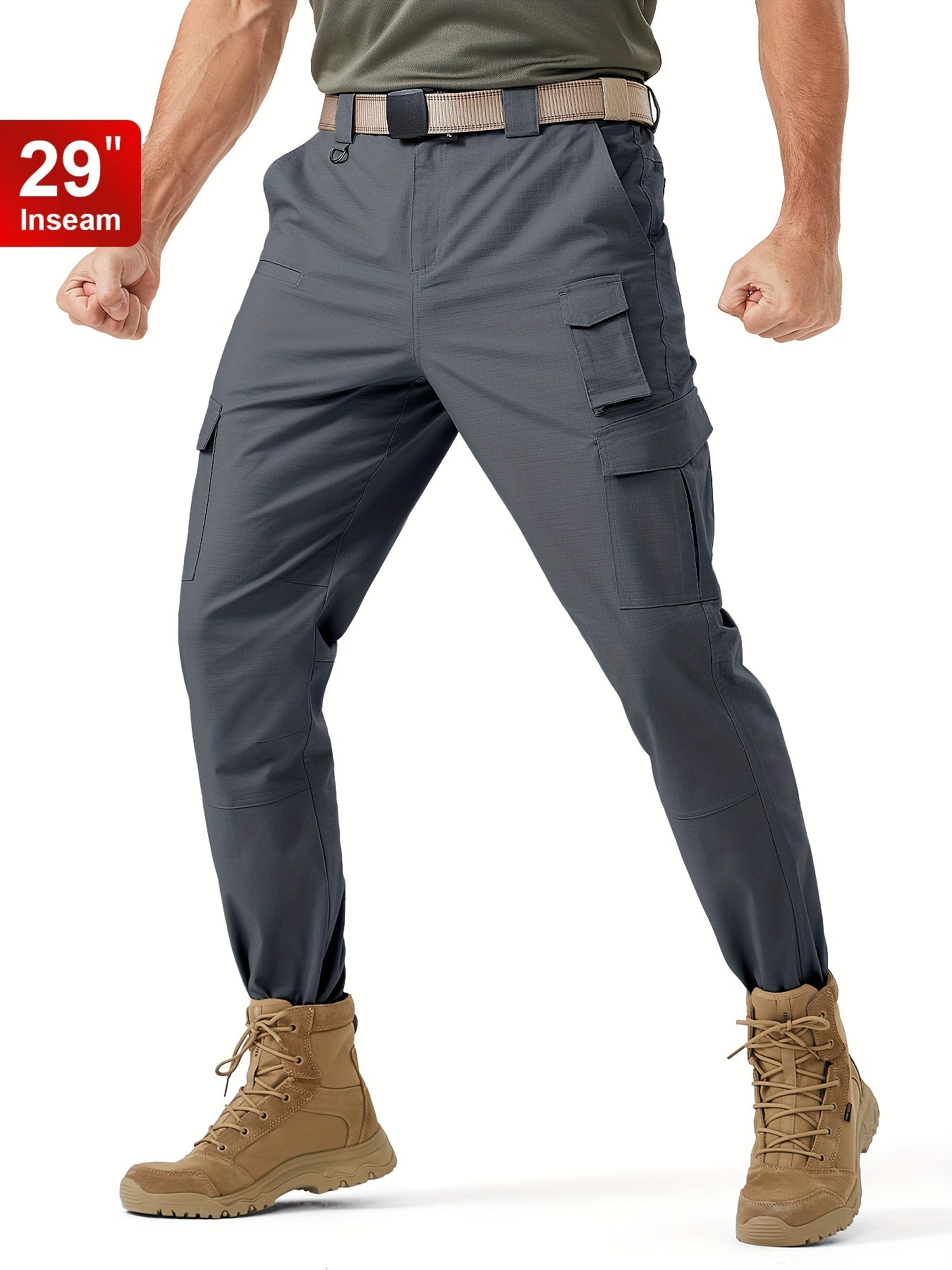 Plus Size Men's Tactical Hiking Pants With Carabiner Water Resistant Ripstop