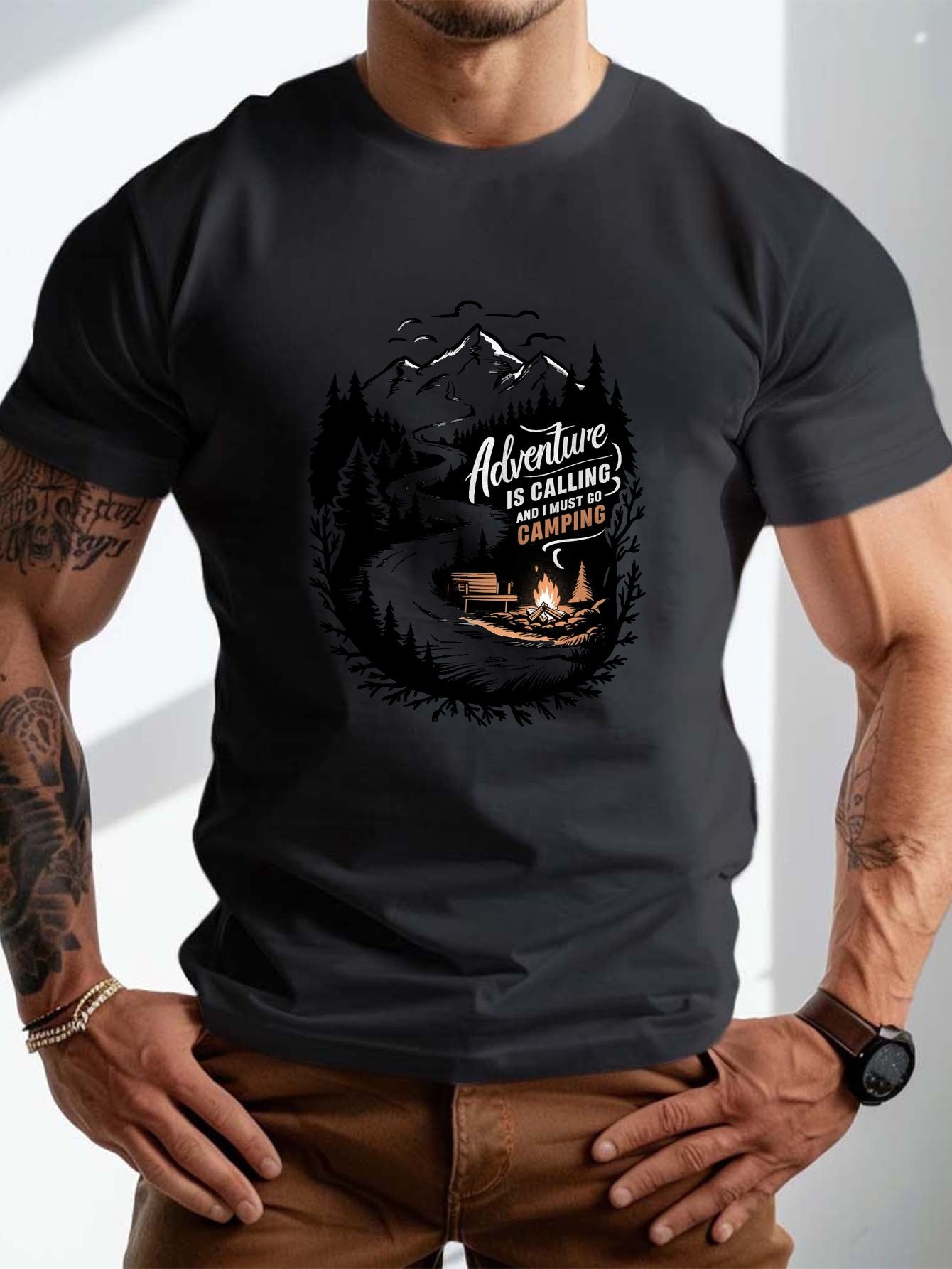 Big & Tall Men's Adventure Camping Graphic Tee - PLUS SIZE