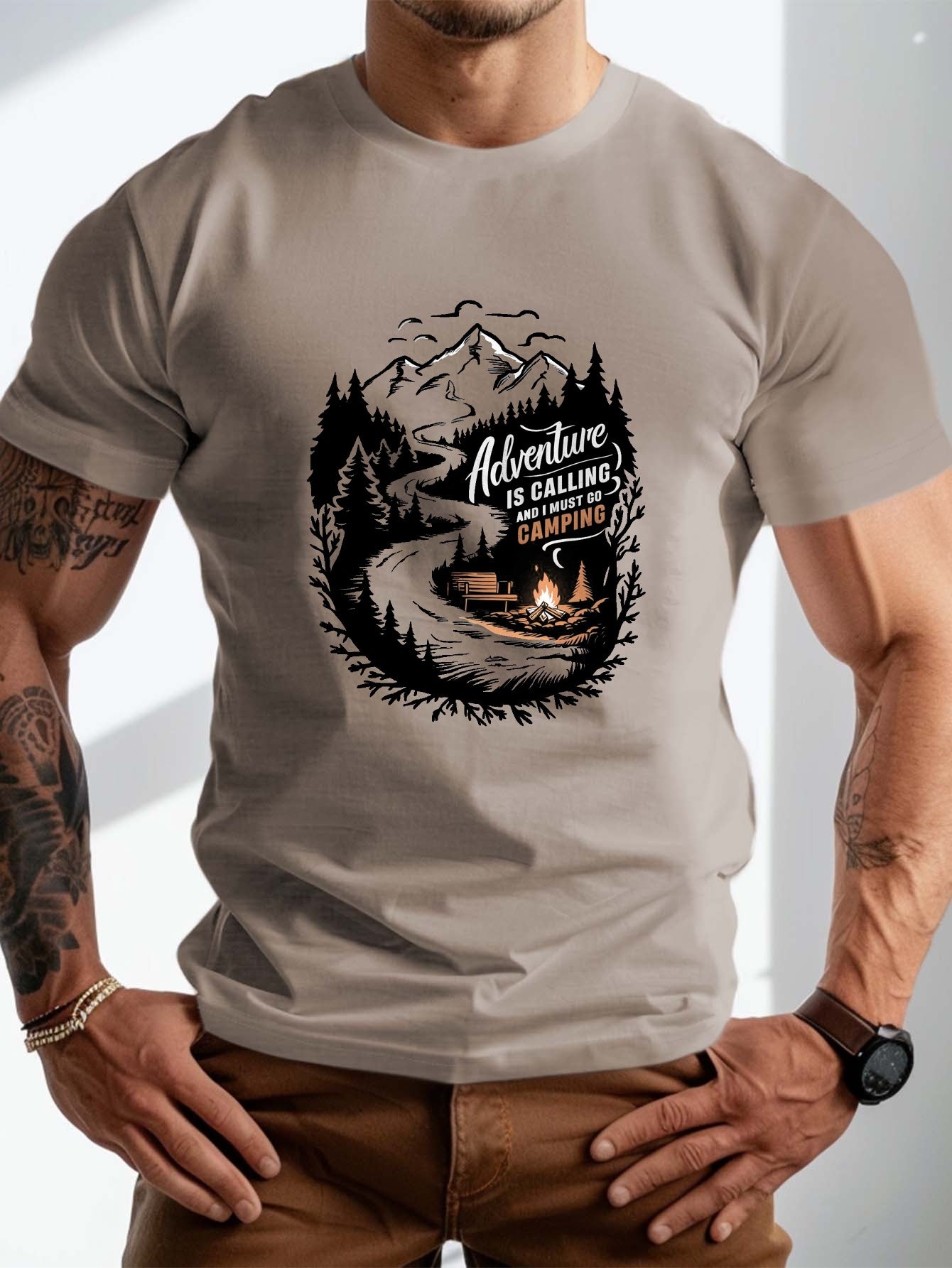 Big & Tall Men's Adventure Camping Graphic Tee - PLUS SIZE