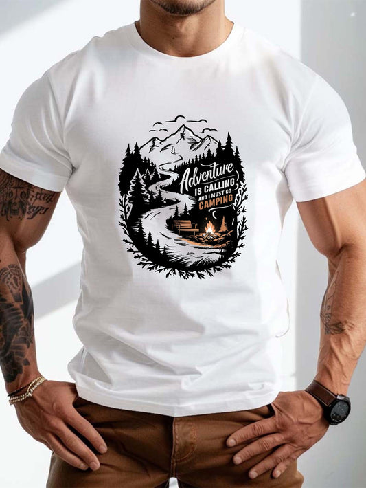 Big & Tall Men's Adventure Camping Graphic Tee - PLUS SIZE