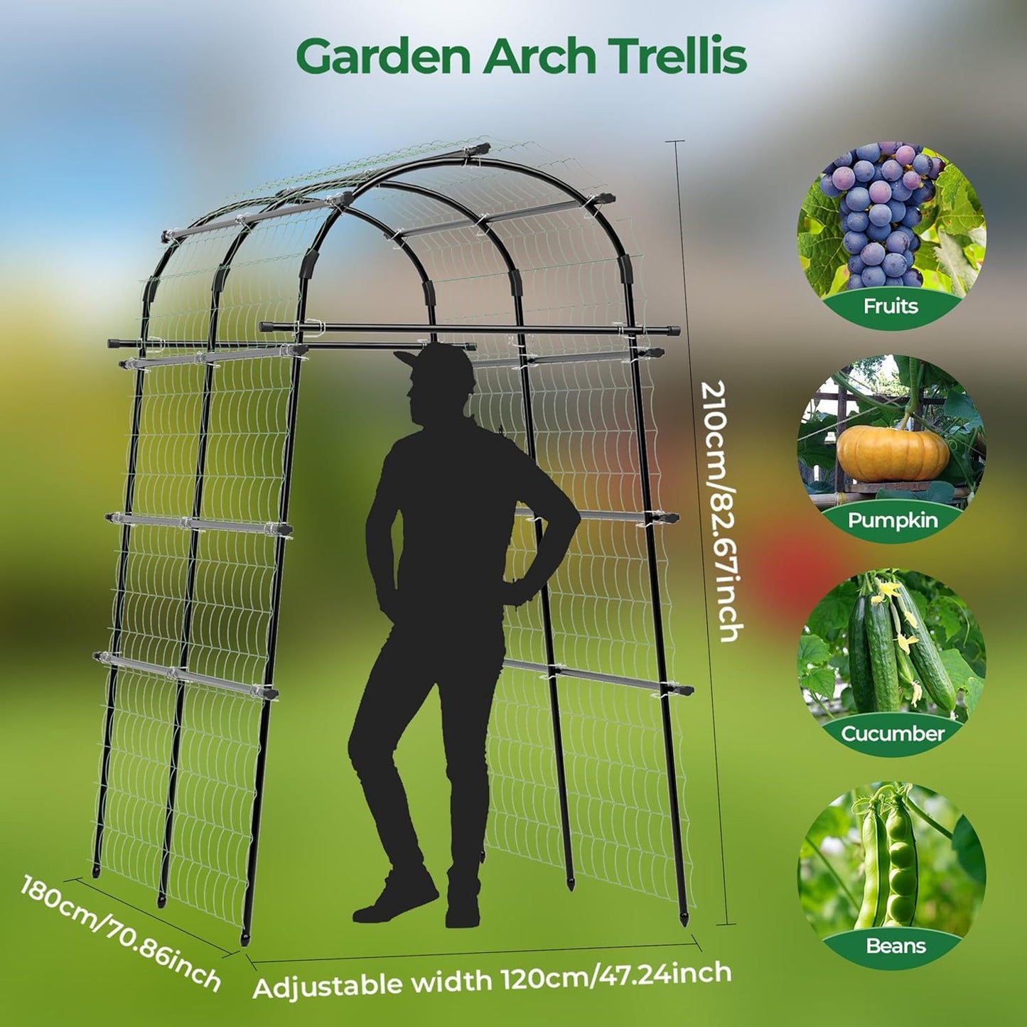 Garden Arch Trellis for Climbing Plants Outdoor, 82.67" Extra Tall